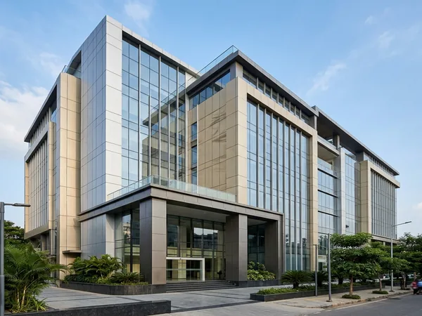 Aluminium Composite Panel building facade cladding on a commercial exterior