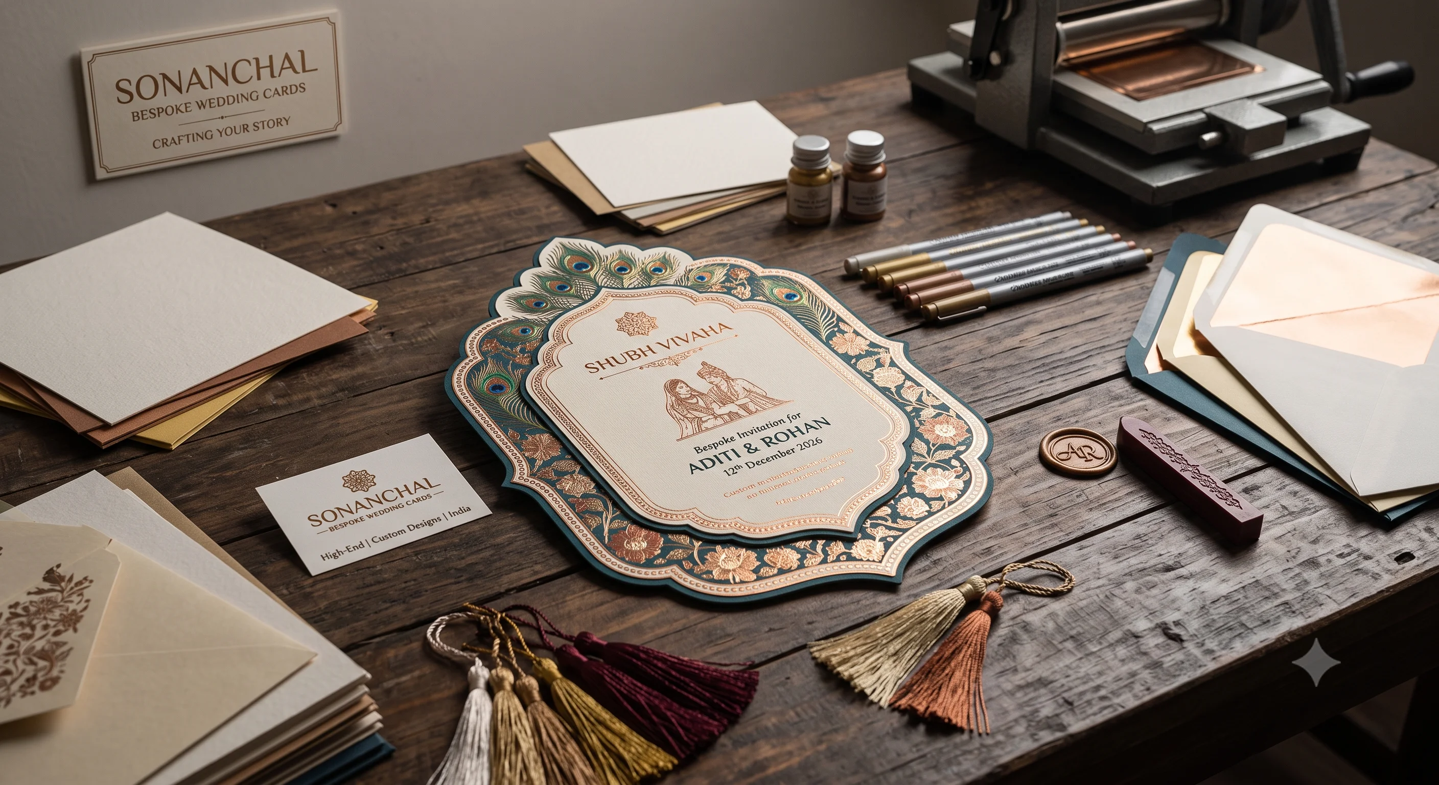 Luxury Bespoke Wedding Invitation Card & Foil Stamping Infographic