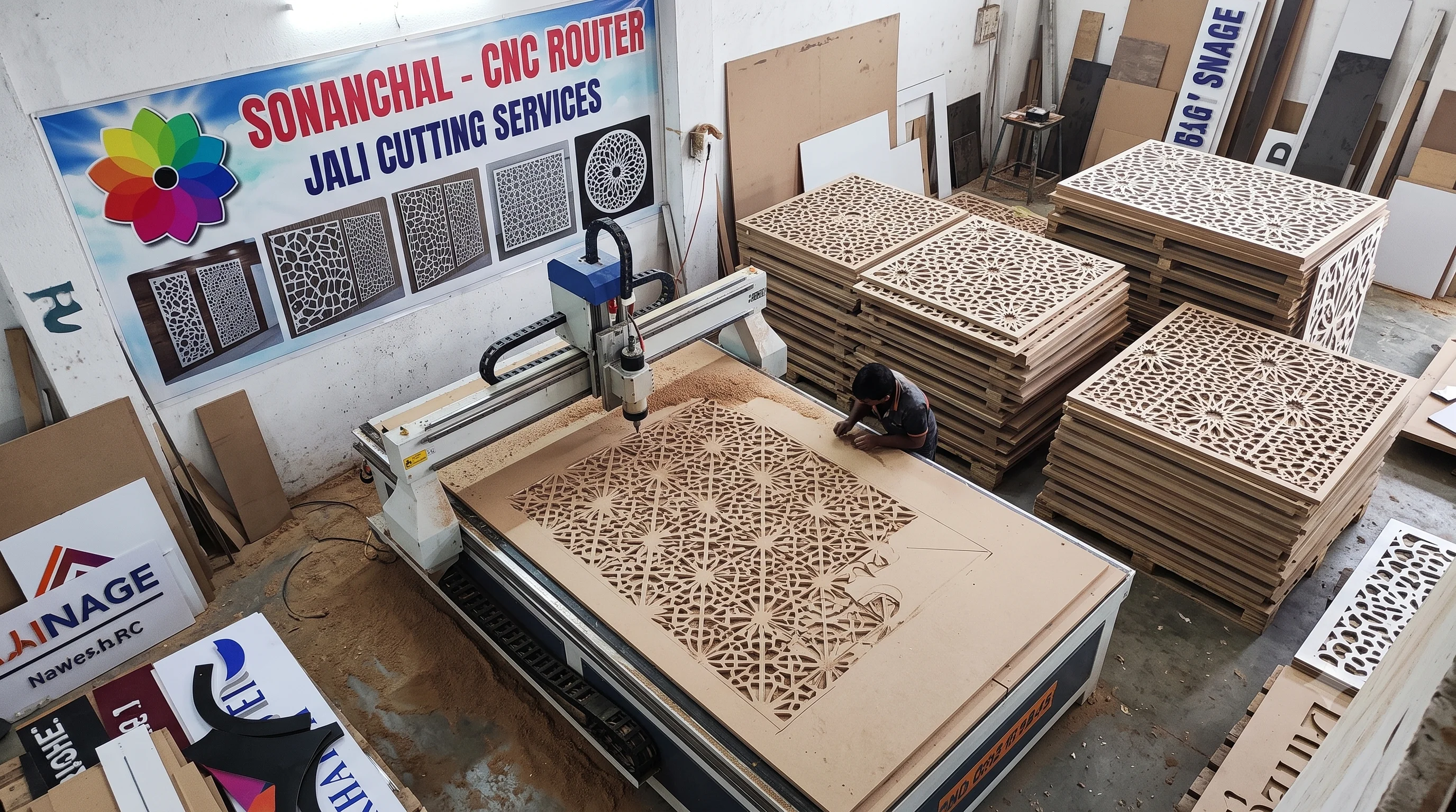CNC Router MDF Jali Carving & Architectural Sheet Cutting Infographic