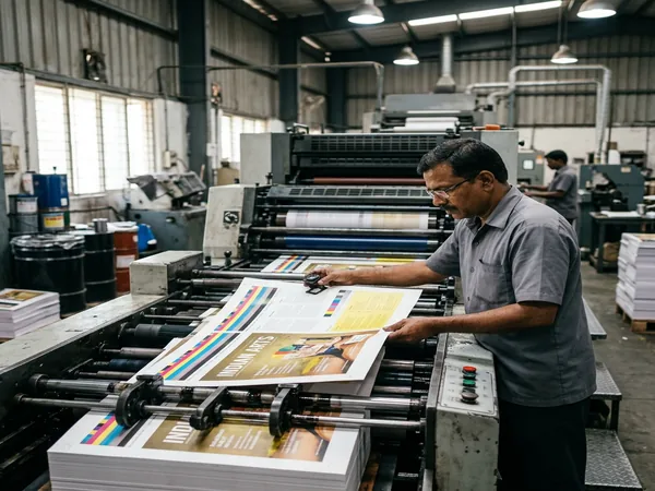 Commercial sheet-fed offset printing press producing printed sheets