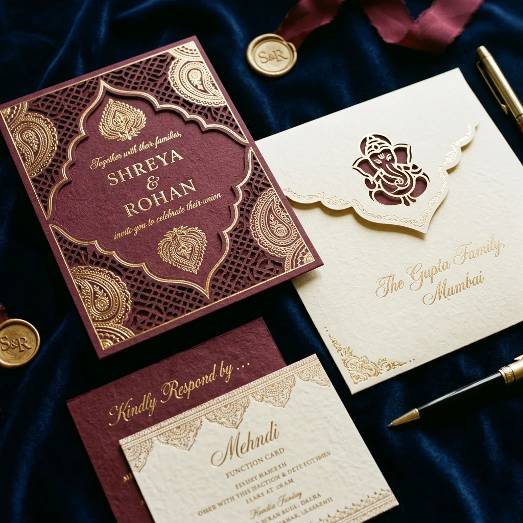Bespoke Luxury Gold Foil Embossed Wedding Cards and Invitation Suites