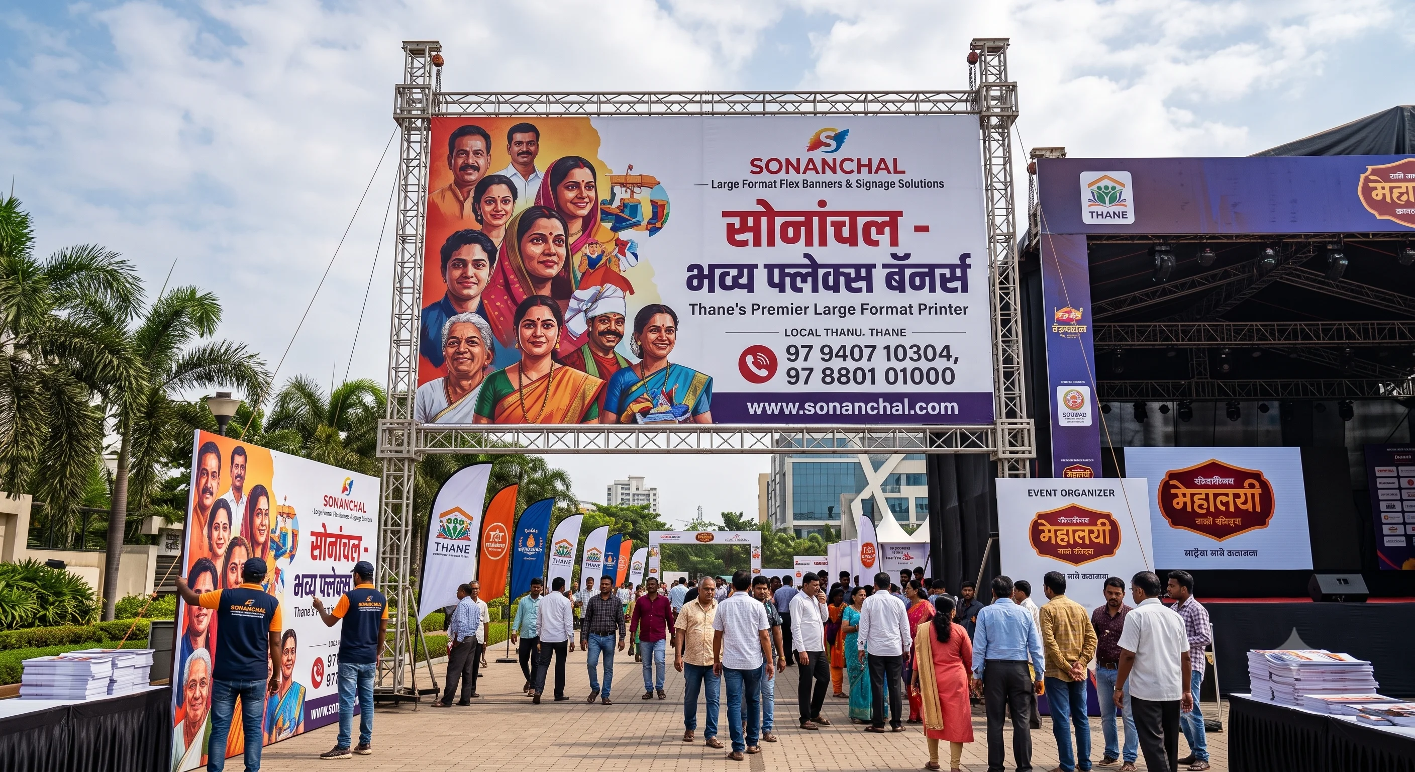 Large Format Solvent Flex Printing & Star Flex Hoarding Banners Infographic