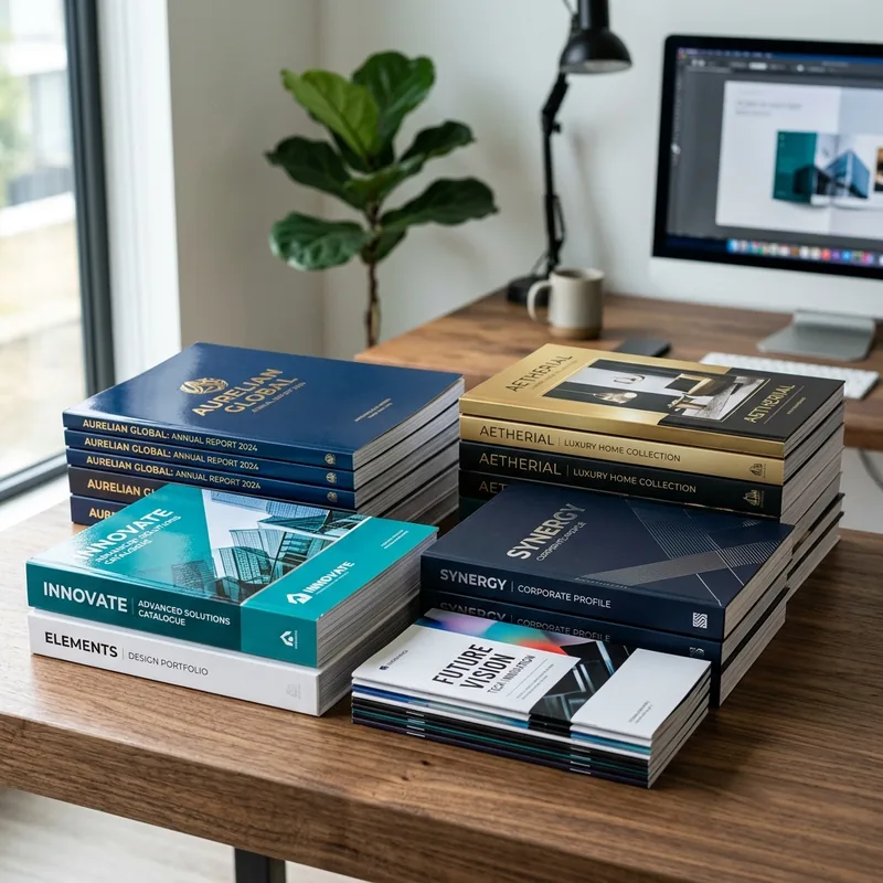 Glossy corporate brochures and company profiles