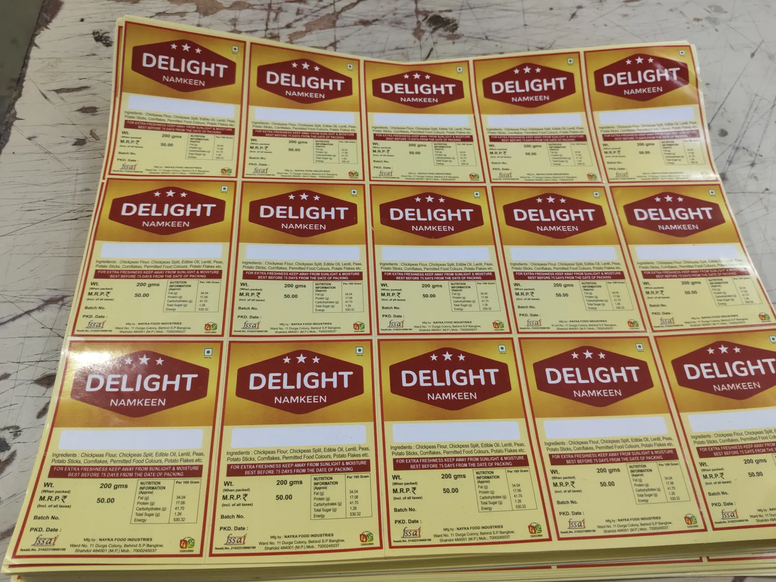 Finished printed packaging labels ready for container application